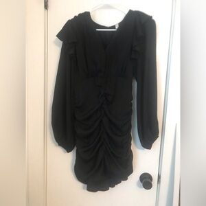 GLAM women’s body fitting dress. Ruffle dress with puffy sleeves